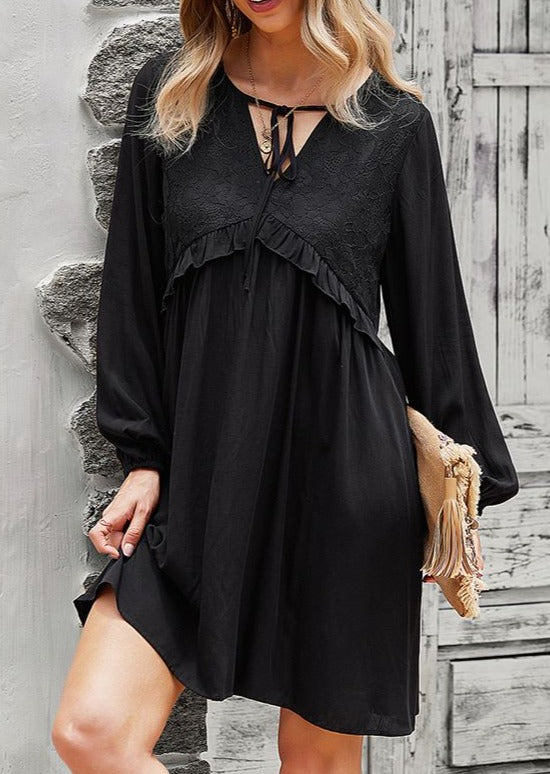 Vestido túnica con cuello anudado 