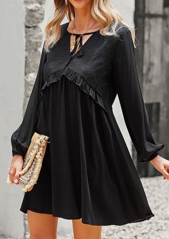Vestido túnica con cuello anudado 