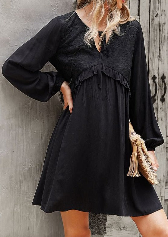 Vestido túnica con cuello anudado 