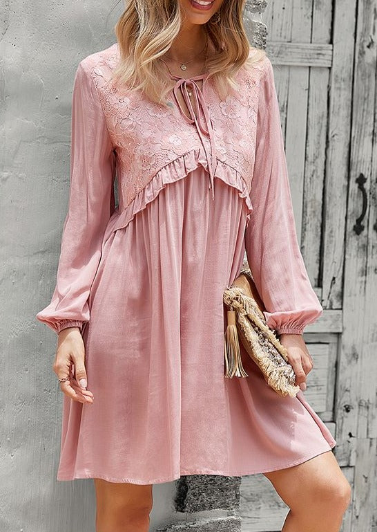 Vestido túnica con cuello anudado 