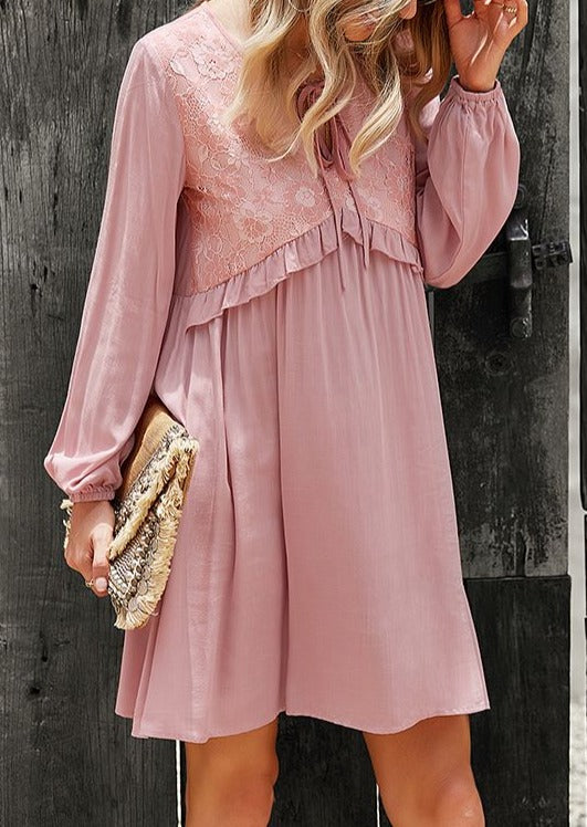 Vestido túnica con cuello anudado 