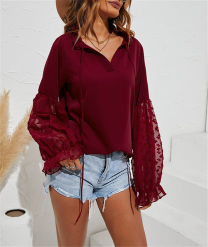 Blusa campesina con mangas de farol 
