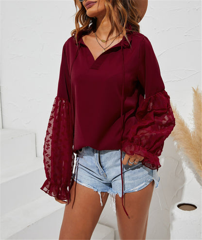 Blusa campesina con mangas de farol 