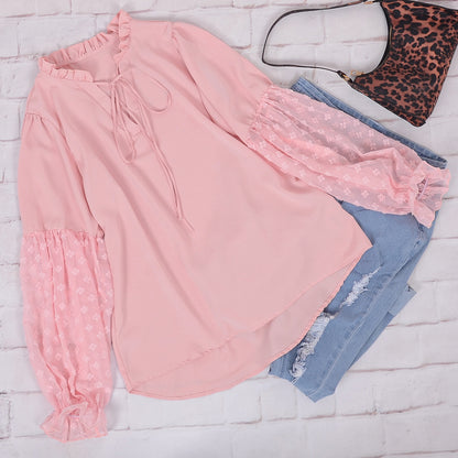 Blusa campesina con mangas de farol 