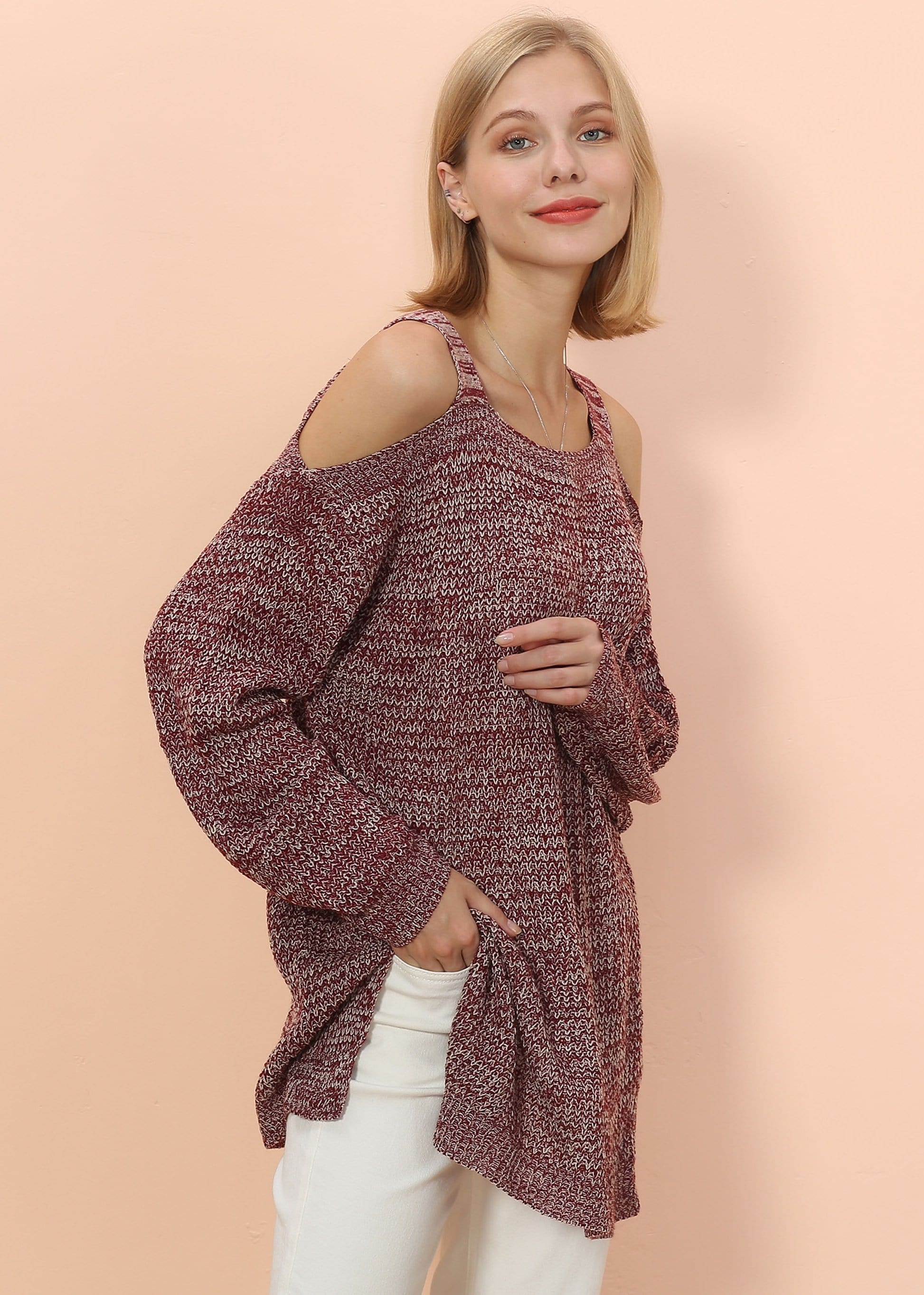 Suéter oversize con hombros descubiertos 