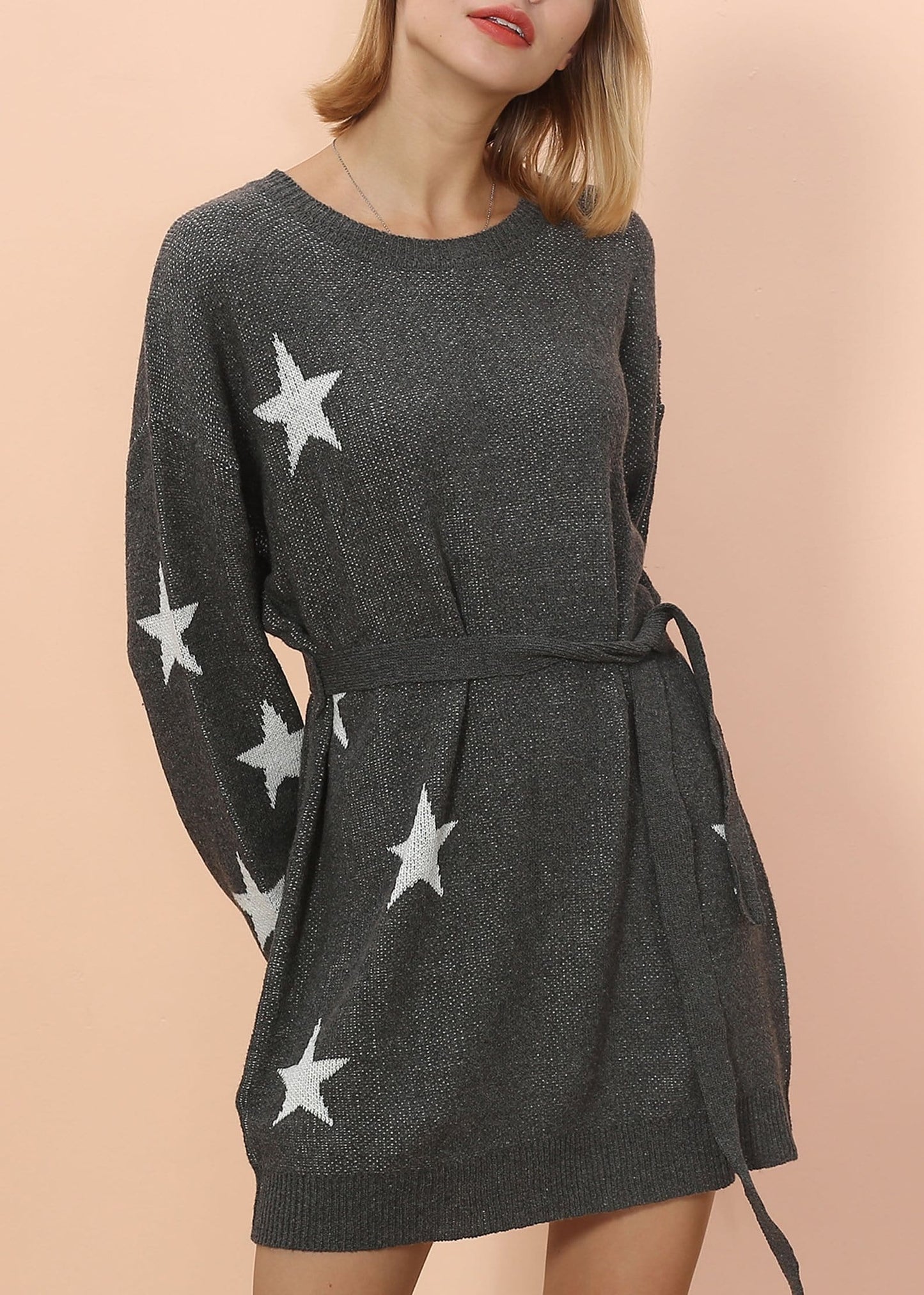 Vestido tipo suéter con estampado de estrellas 