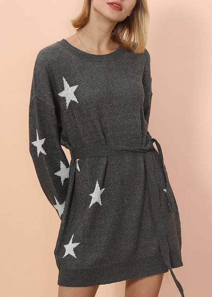 Vestido tipo suéter con estampado de estrellas 