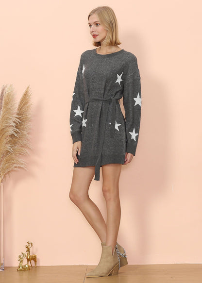 Vestido tipo suéter con estampado de estrellas 
