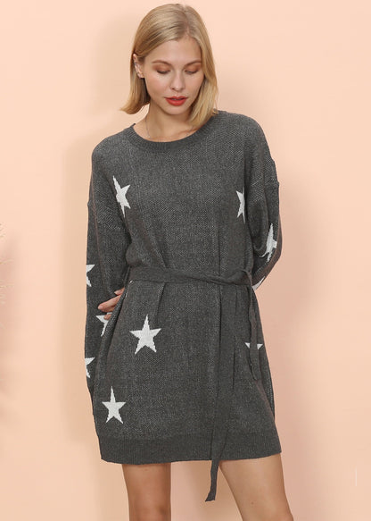 Vestido tipo suéter con estampado de estrellas 