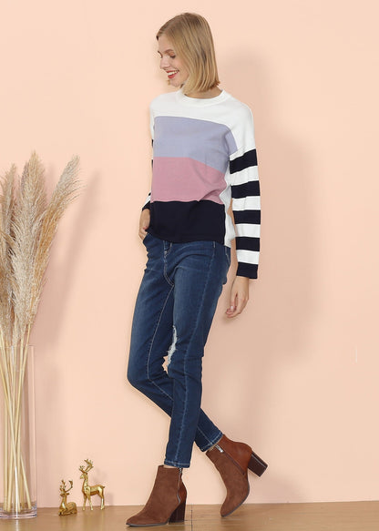 Mixed Striped Long Sleeve Sweater