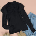 Lace Detail Ruffle Shoulder Top