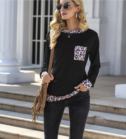 Camiseta de leopardo de dos tonos 
