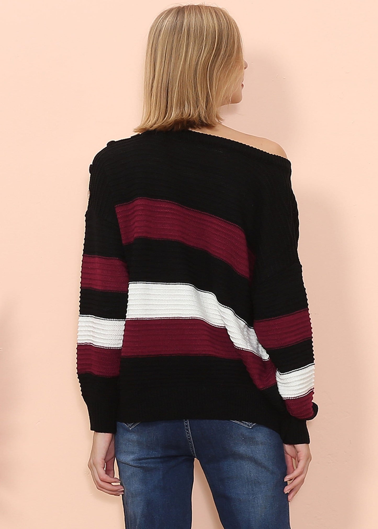 Textured Knit Striped Sweater