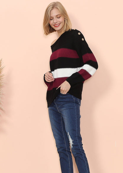 Textured Knit Striped Sweater