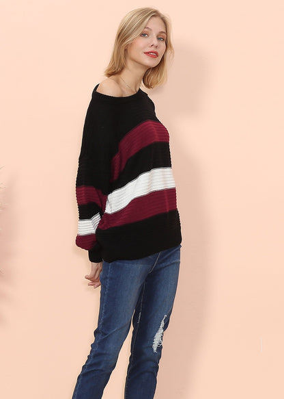 Textured Knit Striped Sweater