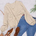 Blusa peplum suave con mangas de obispo 
