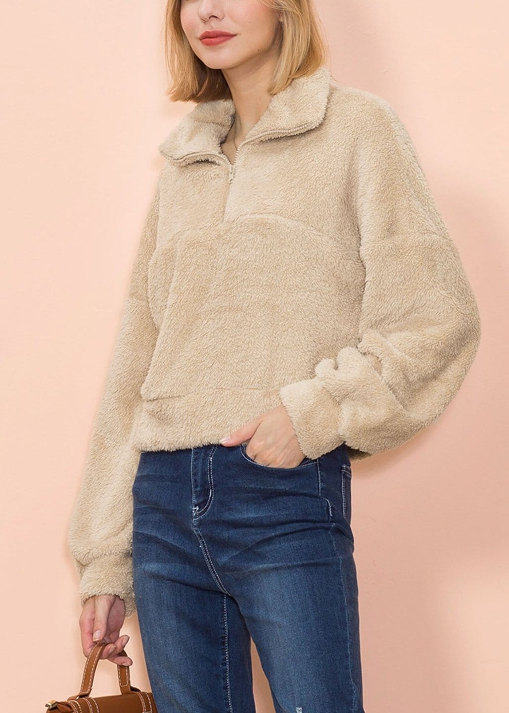 Fluffy Zip Up Sweater