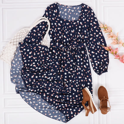 Square Neck Polka Dot Dress