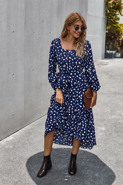 Square Neck Polka Dot Dress