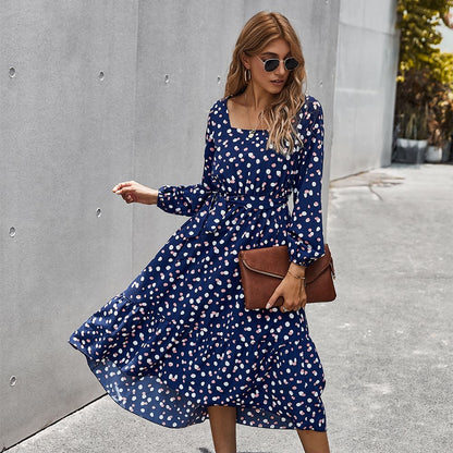 Square Neck Polka Dot Dress