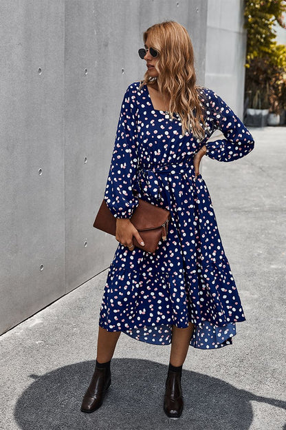 Square Neck Polka Dot Dress