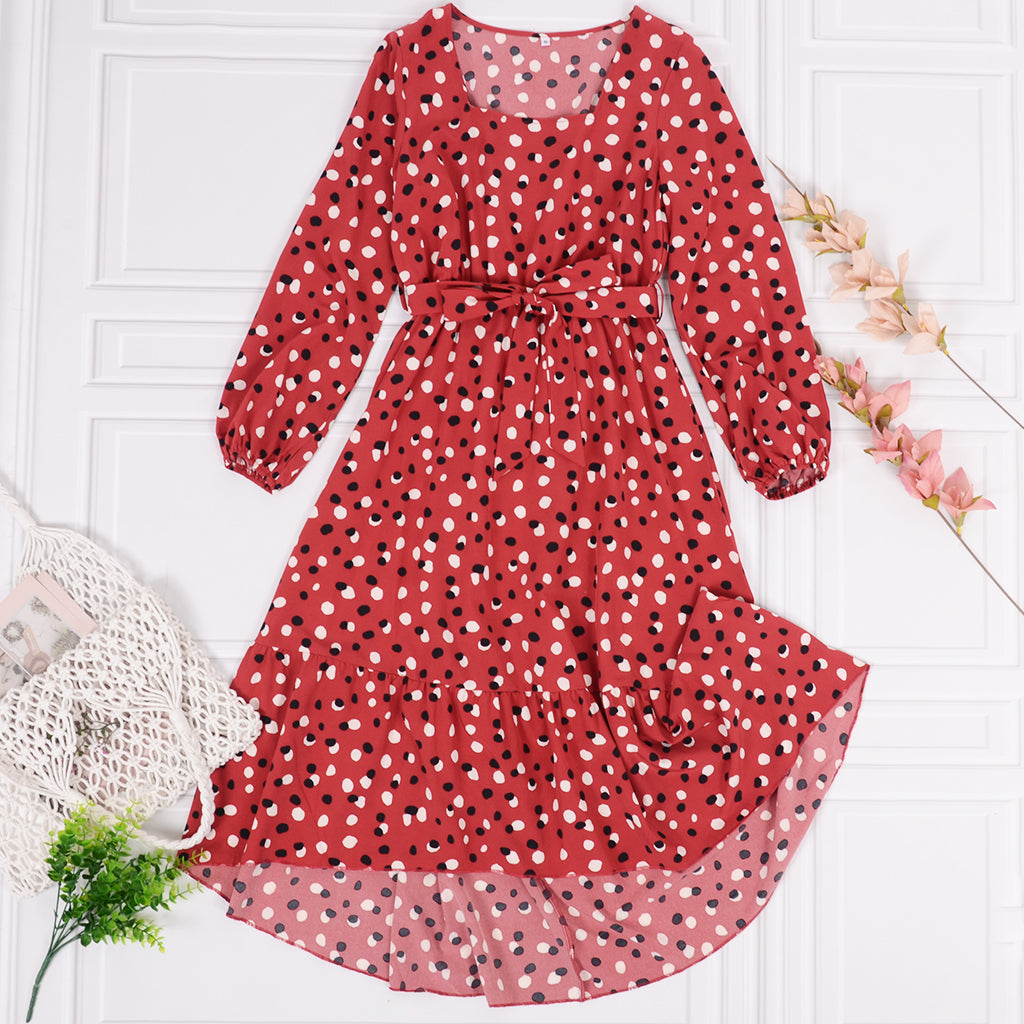 Square Neck Polka Dot Dress
