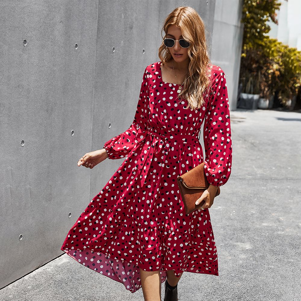 Square Neck Polka Dot Dress