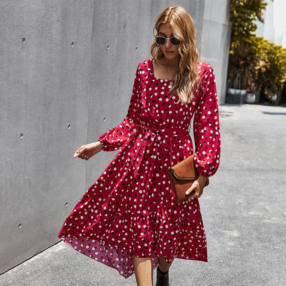 Square Neck Polka Dot Dress