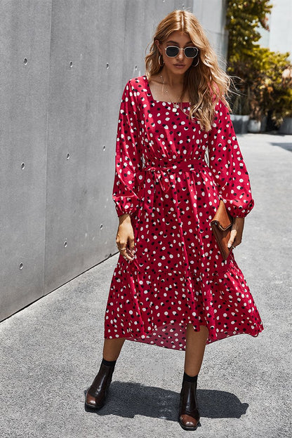 Square Neck Polka Dot Dress