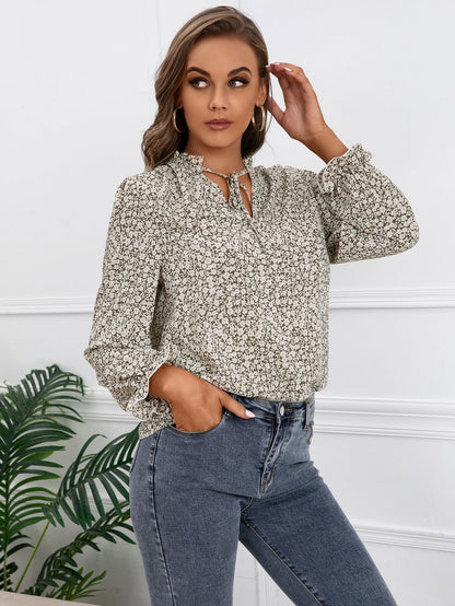 Tie Neck Vintage Floral Blouse