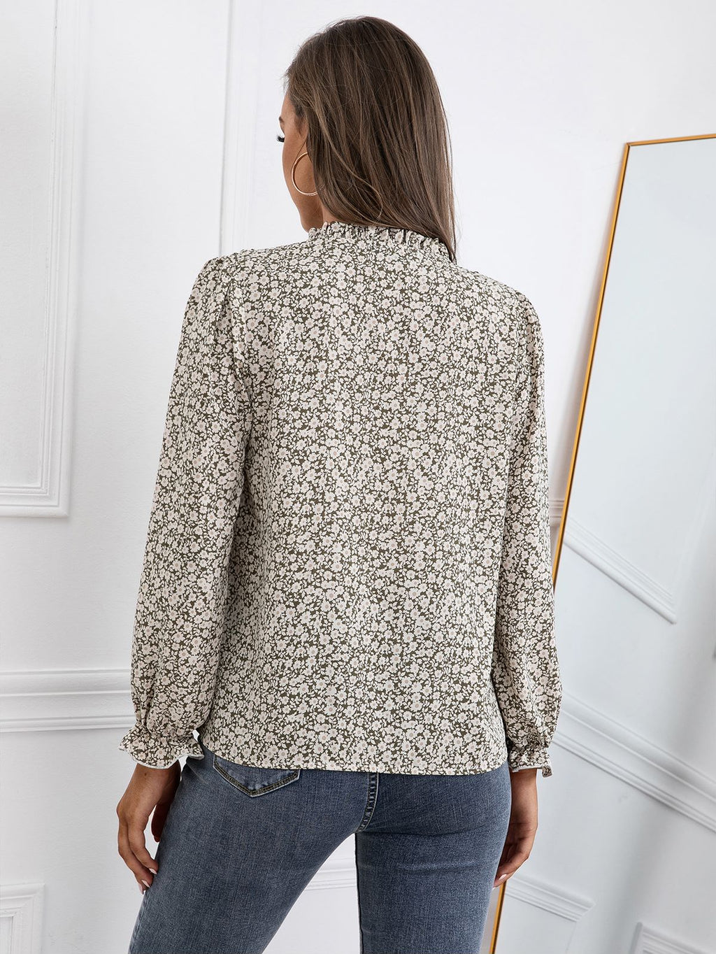 Tie Neck Vintage Floral Blouse