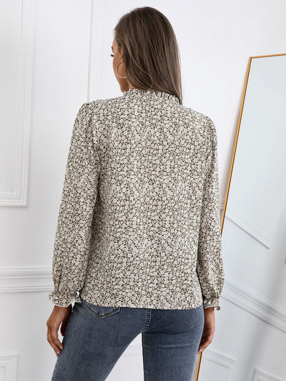 Tie Neck Vintage Floral Blouse