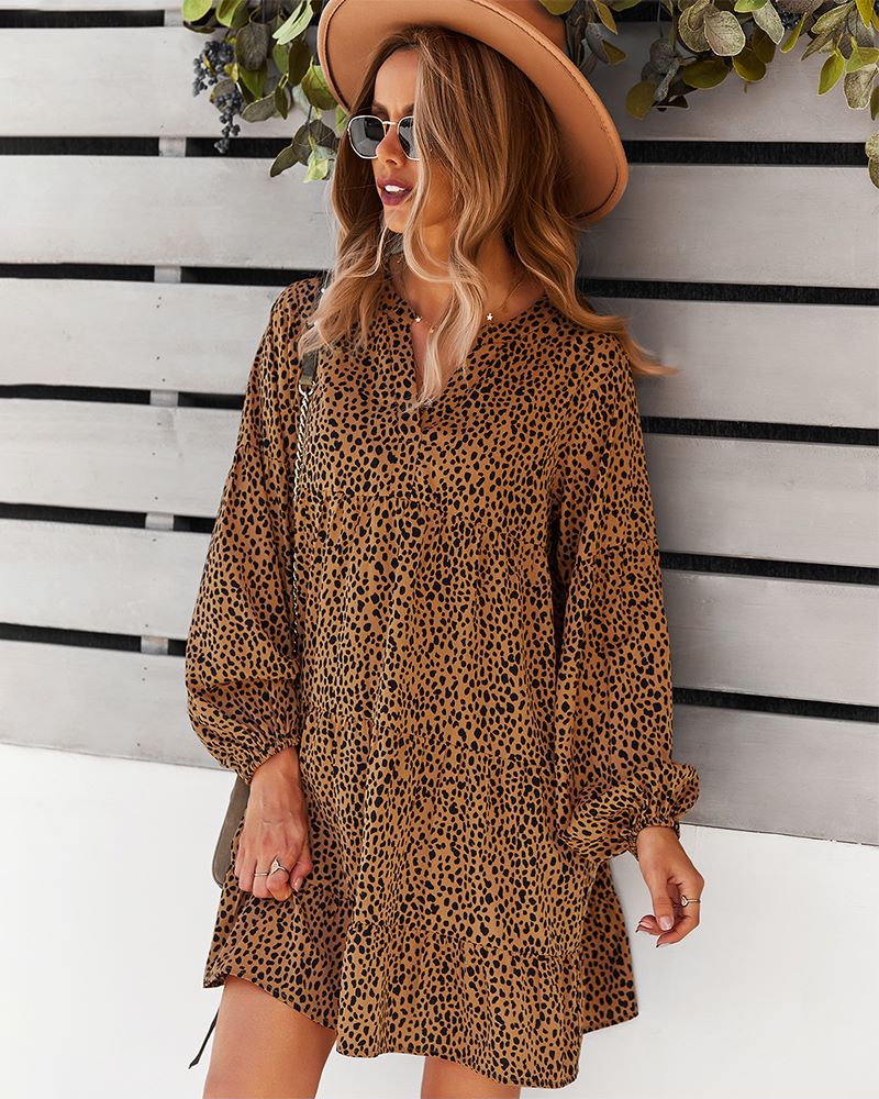 Vestido túnica con estampado de guepardo 