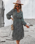 Vestido camisero con lazo floral en la cintura 