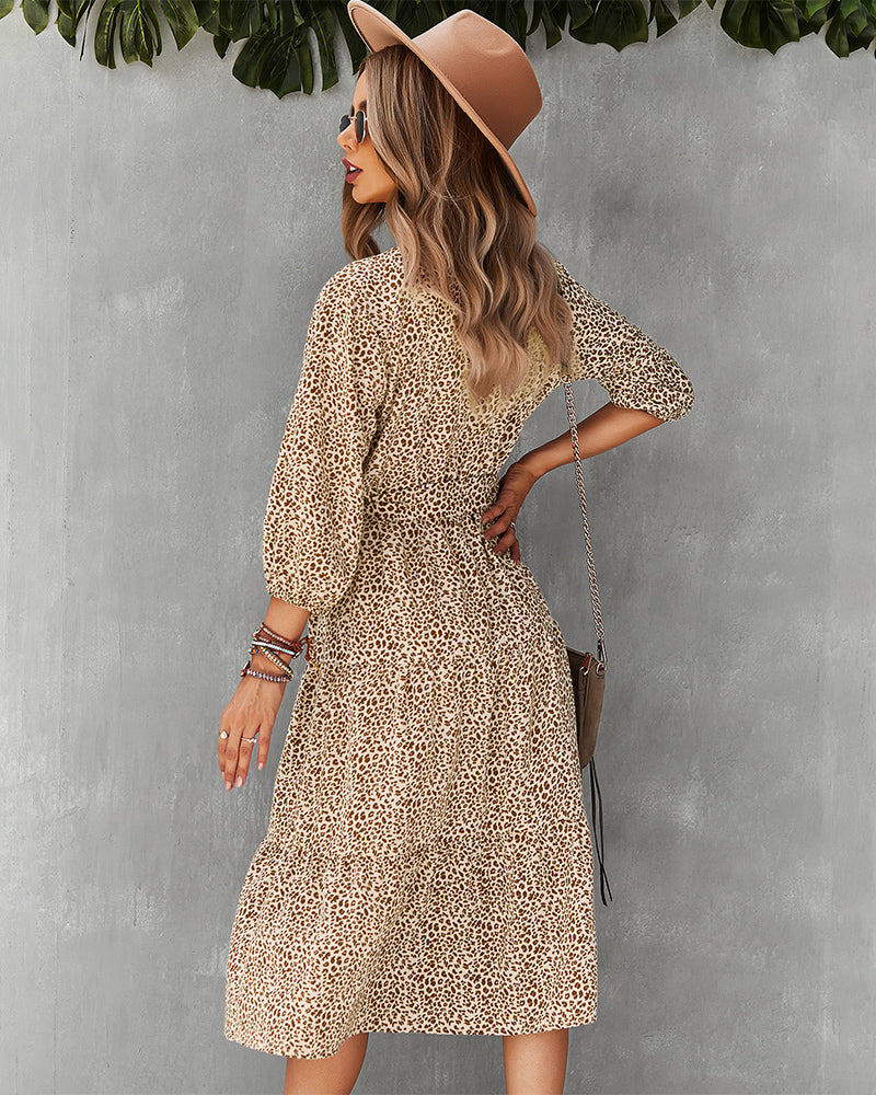 Leopard Print Tie Waist Dress
