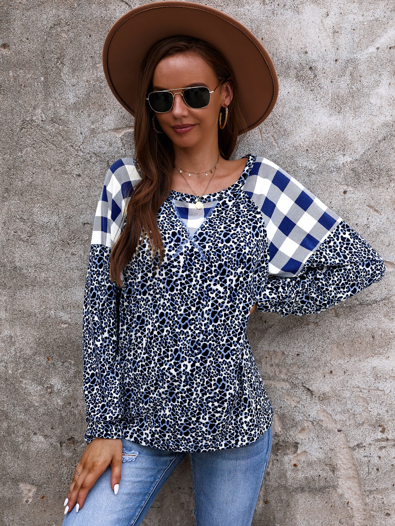 Two Tone Mixed Print Sweater