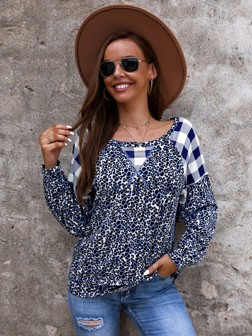 Two Tone Mixed Print Sweater