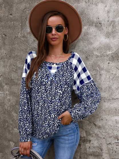 Suéter con estampado mixto de dos tonos 
