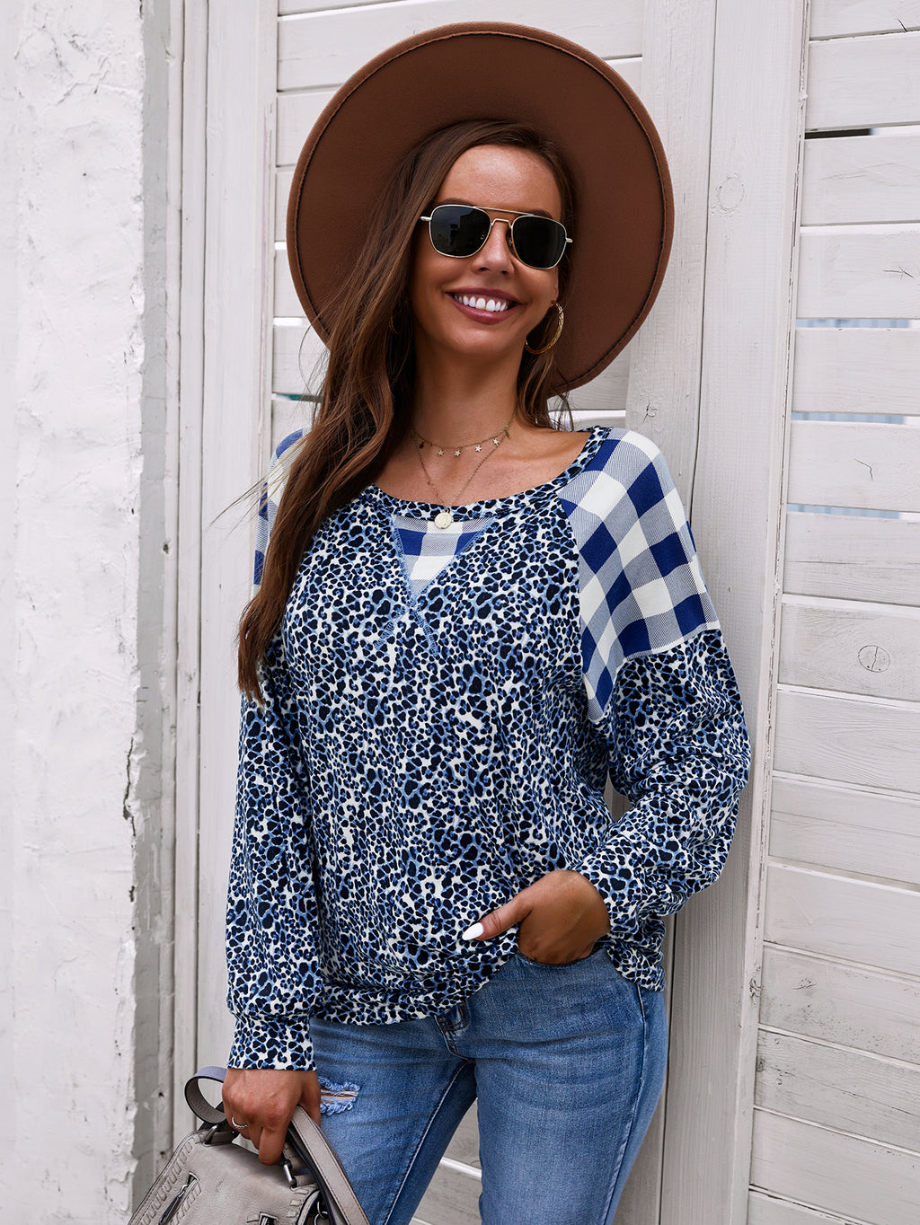 Two Tone Mixed Print Sweater