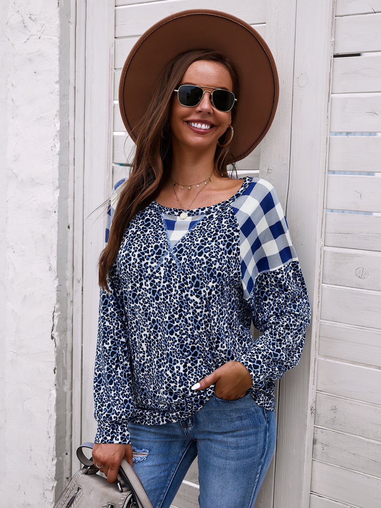 Two Tone Mixed Print Sweater