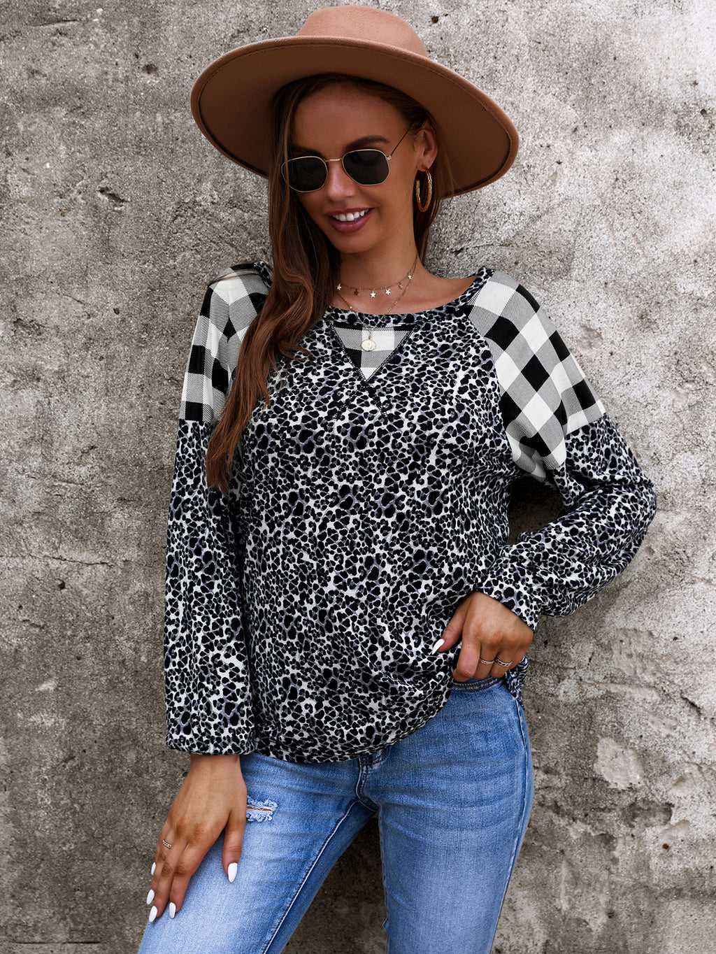 Two Tone Mixed Print Sweater