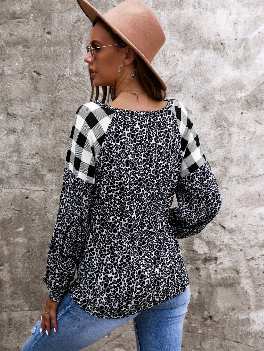 Two Tone Mixed Print Sweater