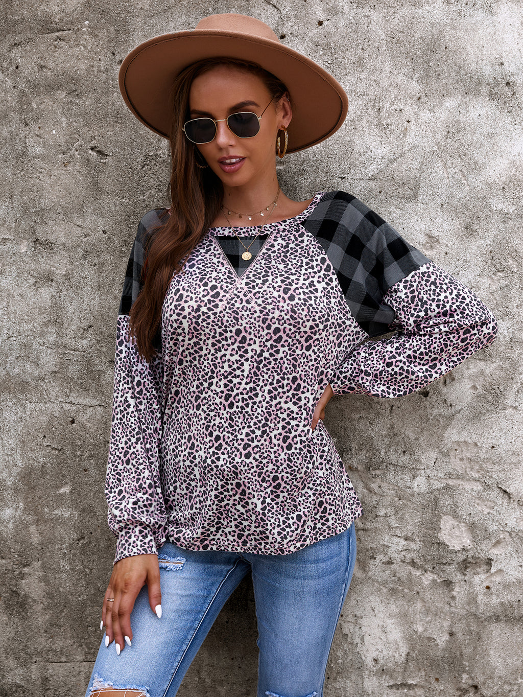 Two Tone Mixed Print Sweater