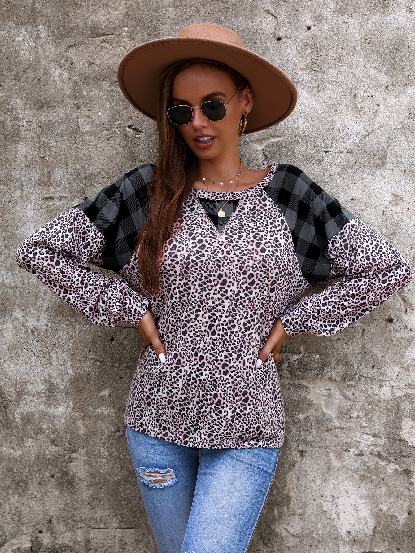 Suéter con estampado mixto de dos tonos 