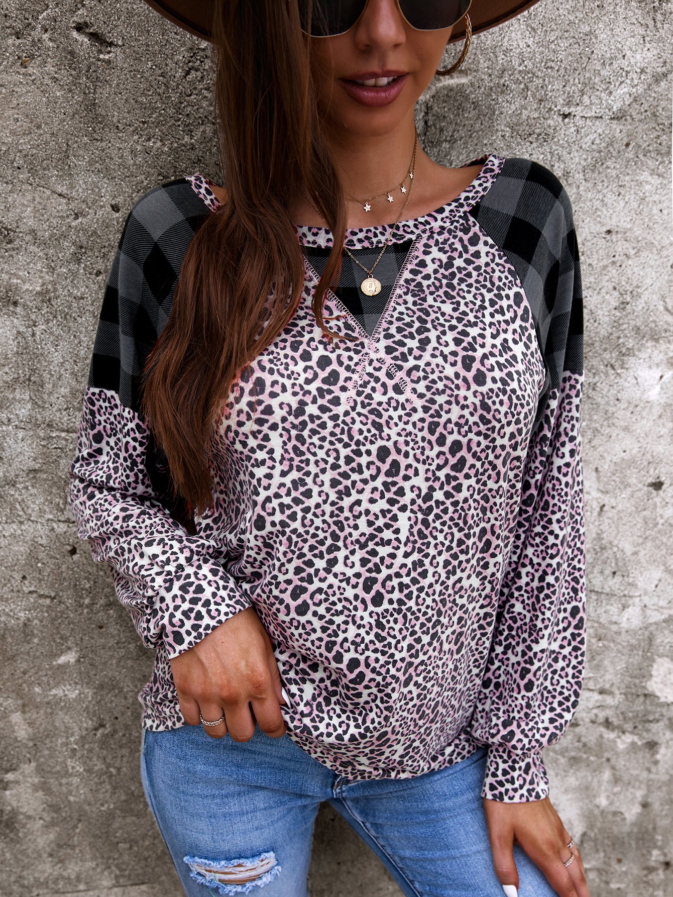 Suéter con estampado mixto de dos tonos 