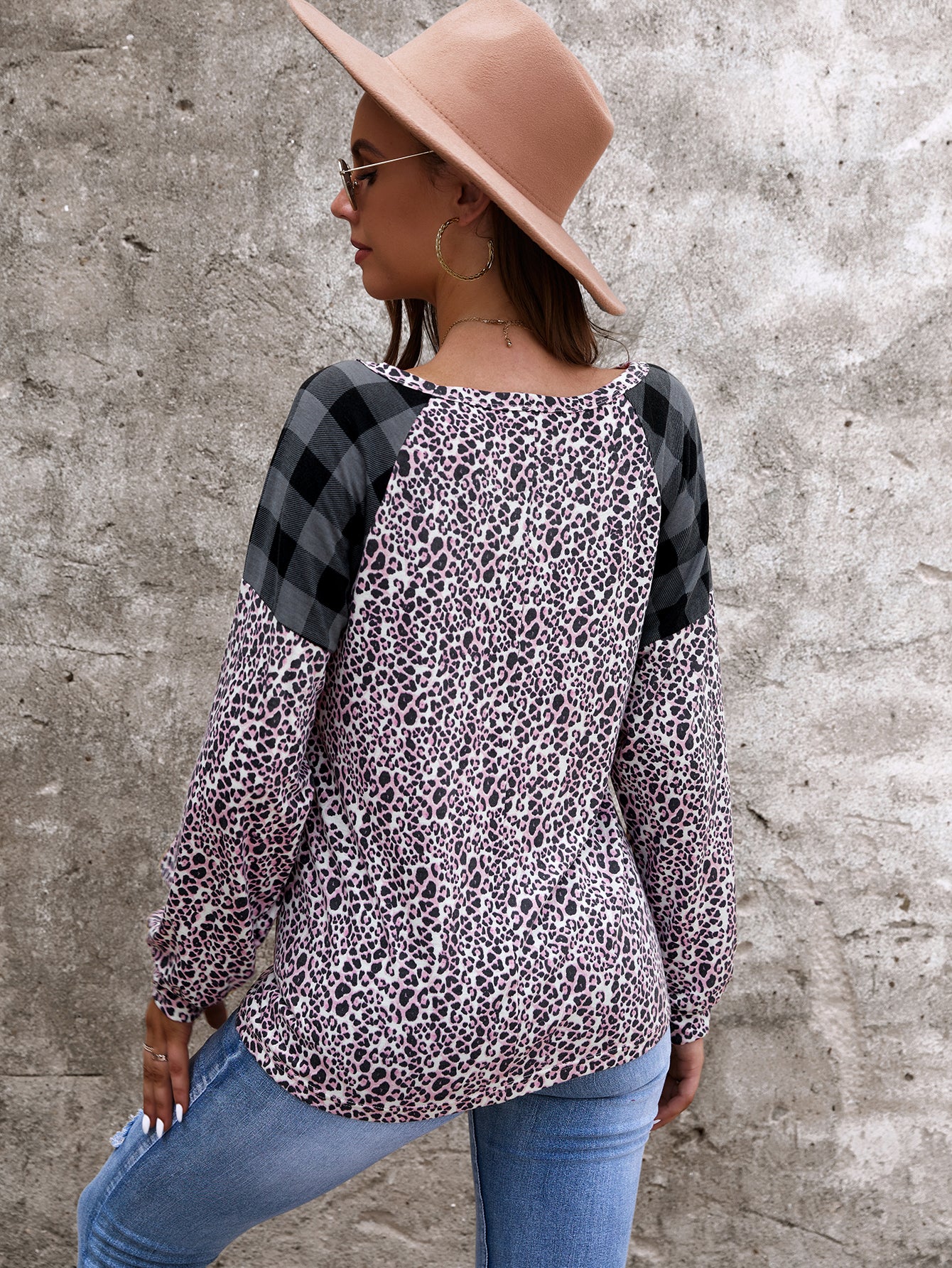 Suéter con estampado mixto de dos tonos 