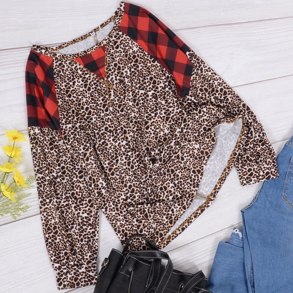 Two Tone Mixed Print Sweater