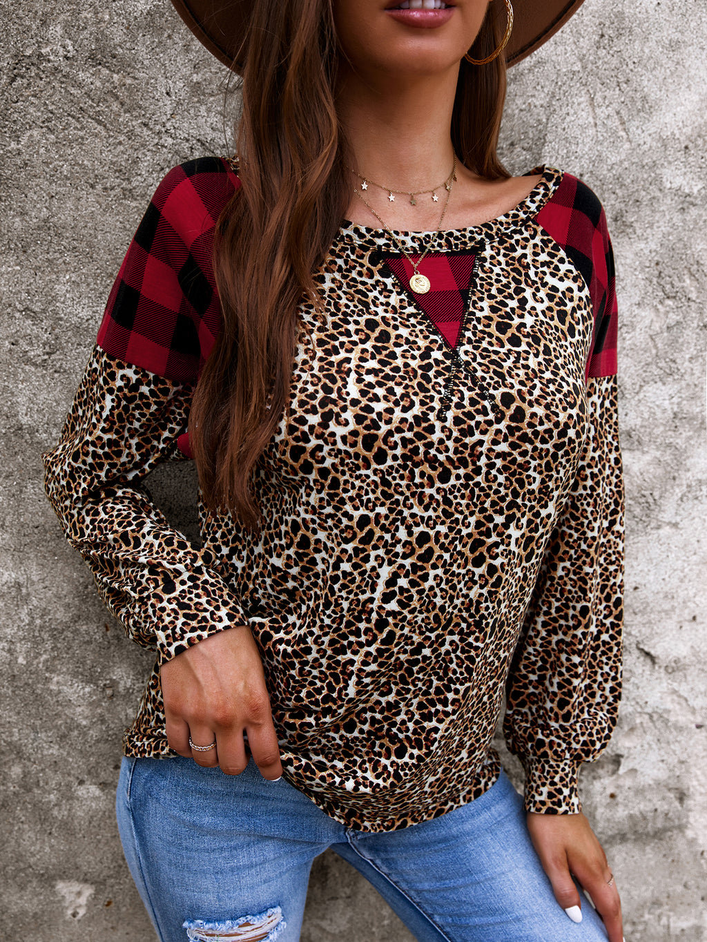 Two Tone Mixed Print Sweater