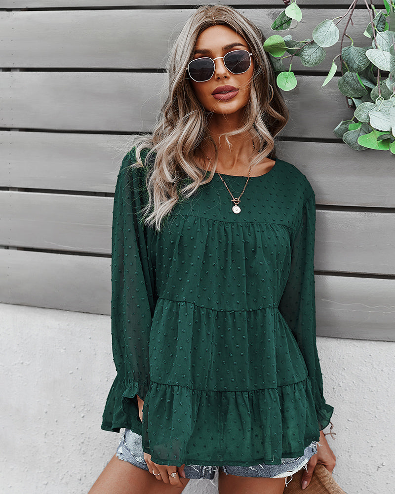 Blusa con capas y lunares con pinzas 