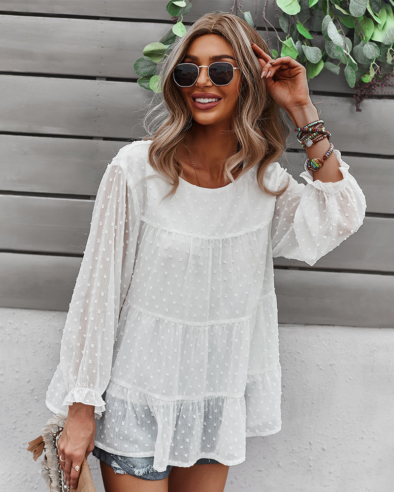 Blusa con capas y lunares con pinzas 